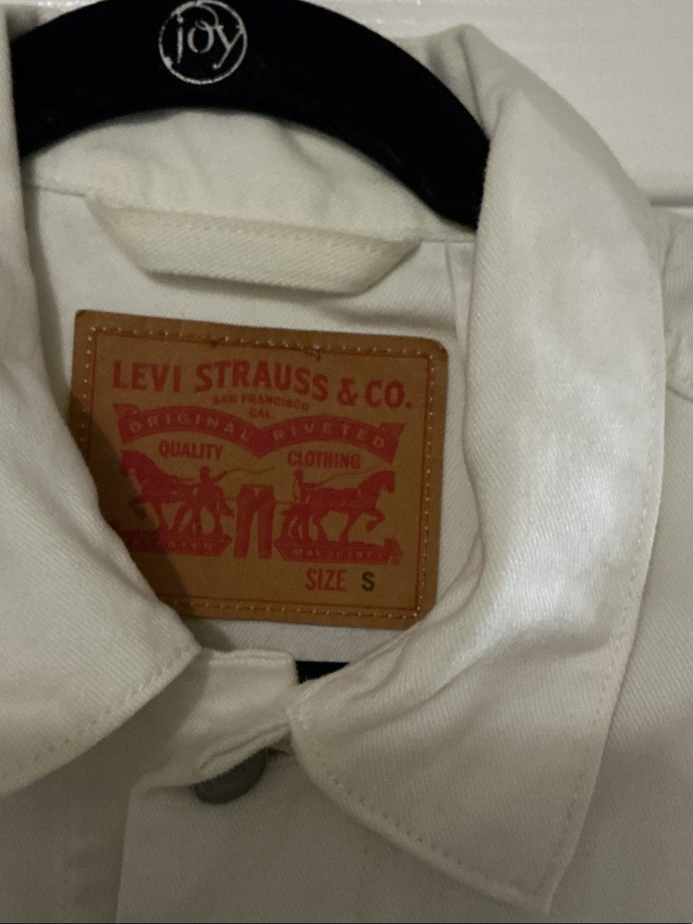 Levi's White Denim Jacket Sz S Button Front Levi Strauss Great Preowned Cond - Picture 5 of 6